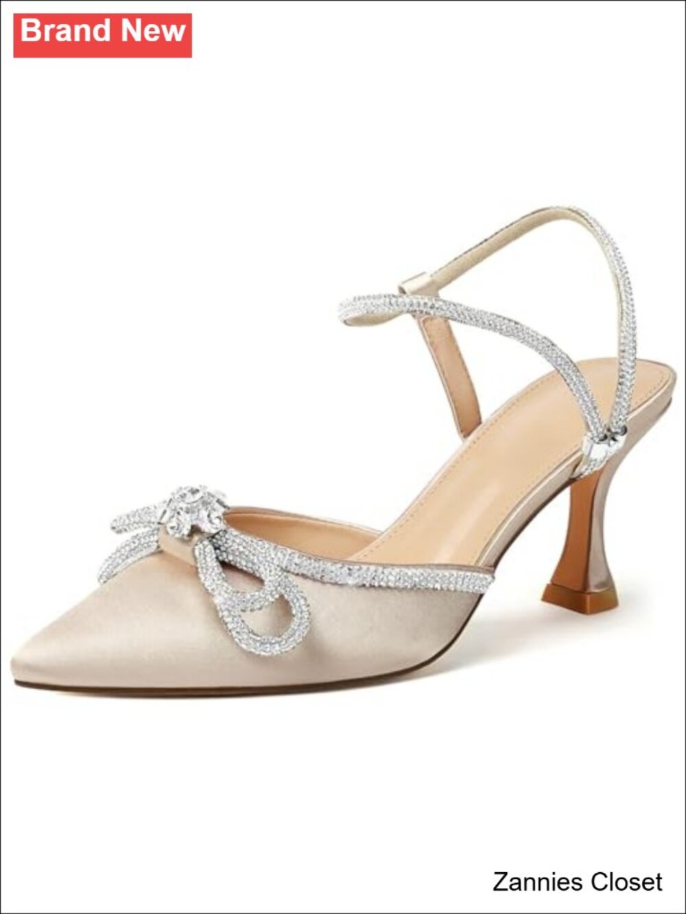 ✨ Women's Slingback Kitten Heels Pointed Toe Bow Pumps Wedding Dress Shoes